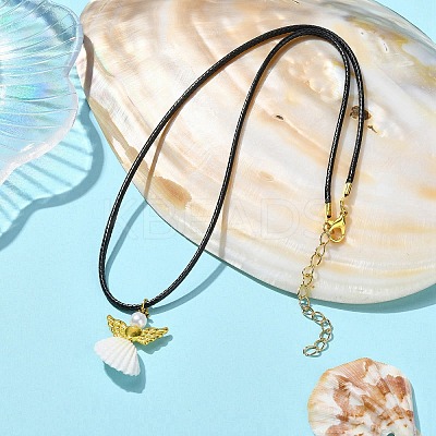 Natural Shell Fairy Pendant Necklace NJEW-JN04612-1