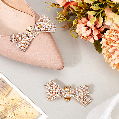 2Pcs Bowknot Alloy Rhinestone Shoe Decorations FIND-CP0002-26B-1