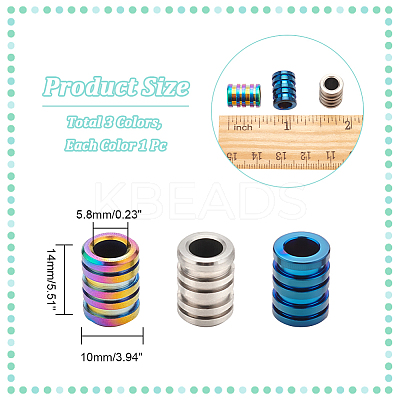 3Pcs 3 Colors Titanium Alloy Spacer Beads PALLOY-NB0002-52-1