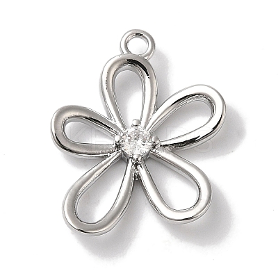 Brass Micro Pave Clear Cubic Zirconia Pendants KK-U013-02P-1