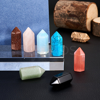 8Pcs 8 Style Gemstone Pointed Beads G-FW0001-27-1