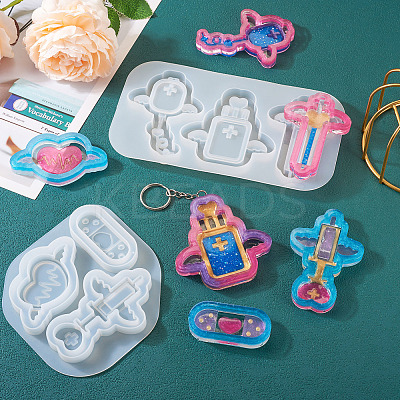 2Pcs 2 Style Medical Theme DIY Pendant Silicone Molds DIY-TA0005-23-1
