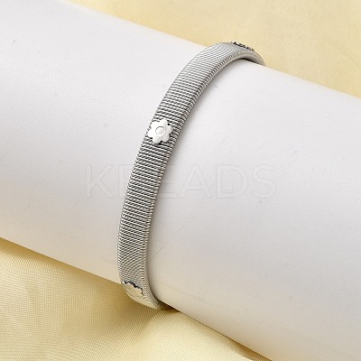 304 Stainless Steel Flat Snake Chains Cuff Bangles for Women BJEW-A067-01P-1