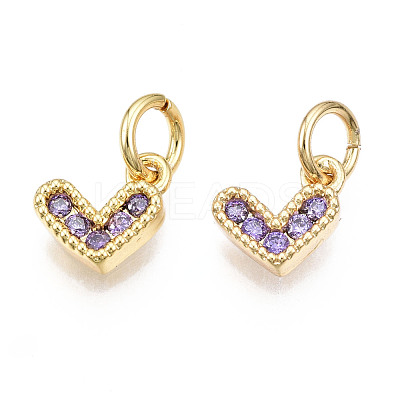 Brass Micro Pave Cubic Zirconia Charms KK-N227-33G-08-NF-1