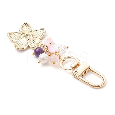 Alloy Enamel Flower Pendant Decorations HJEW-JM03715-02-1