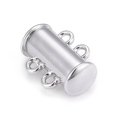 2-Strands 4-Holes Tube Brass Magnetic Slide Lock Clasps KK-D472-P-NF-1