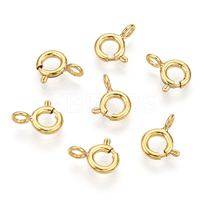 925 Sterling Silver & Iron Spring Ring Clasps STER-T004-81A-G-1