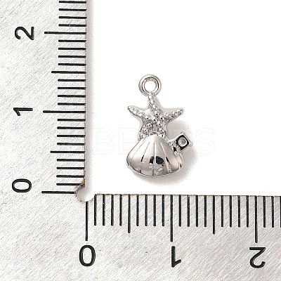 Marine Animal Theme Platinum Brass Micro Pave Clear Cubic Zirconia Pendants KK-U031-01P-03-1