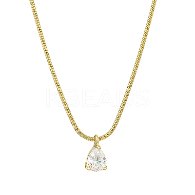 Brass Cubic Zirconia Charms Necklace NJEW-JN04919-1