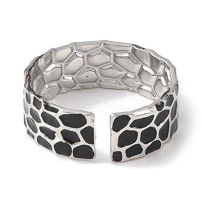 304 Stainless Steel Enamel Open Cuff Rings for Women RJEW-F166-20P-01-1