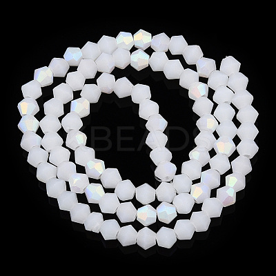 Imitation Jade Bicone Frosted Glass Bead Strands GLAA-F029-JM4mm-A06-1