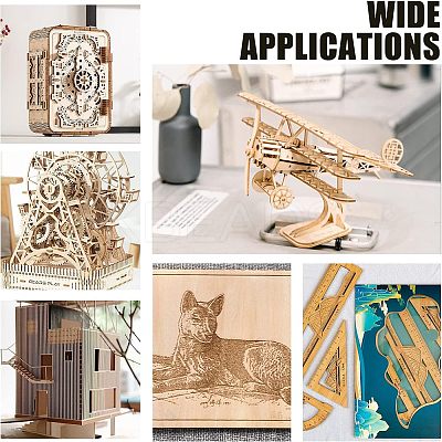12Pcs 4 Style Basswood Veneer Pieces DIY-OC0009-19-1