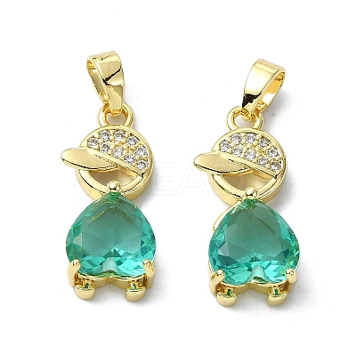 Rack Plating Brass Micro Pave Clear Cubic Zirconia Pendants KK-R157-11C-G-1