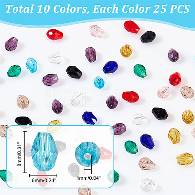 250Pcs 10 Colors Transparent Glass Beads Sets GLAA-HY0001-16-1