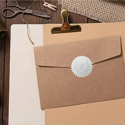 Round Silver Foil Embossed Picture Stickers DIY-WH0503-002-1