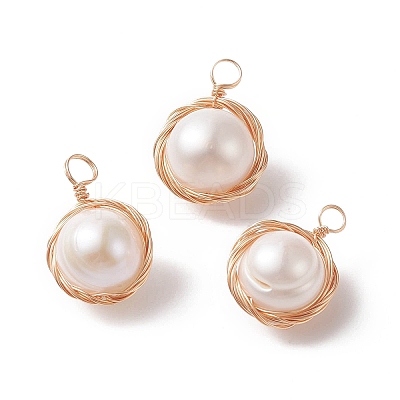 Natural Cultured Freshwater Pearl Pendants PALLOY-JF01979-01-1