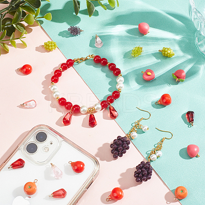 21Pcs 11 Styles Resin Imitation Fruit Pendants RESI-NB0001-98-1