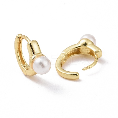 Plastic Pearl Hoop Earrings KK-E033-16G-1