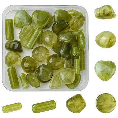 35Pcs 7 Styles Transparent Resin Beads RESI-FS0001-75-1