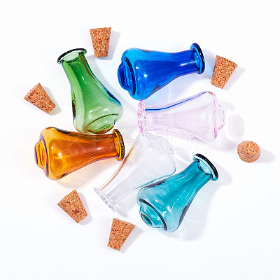 6Pcs 6 Colors Cone Glass Wishing Bottle Decoration AJEW-TA0001-52B-1