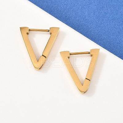 304 Stainless Steel Triangle Hoop Earrings EJEW-P324-01G-1