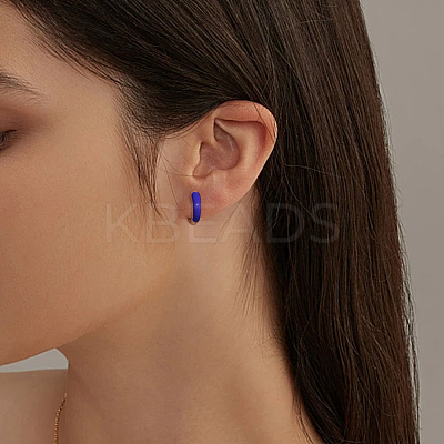 4 Pairs 4 Colors Alloy Enamel Huggie Hoop Earrings for Women EJEW-HY0001-23A-1