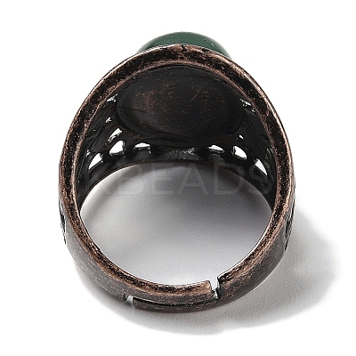 Natural Green Aventurine Oval Adjustable Rings RJEW-K271-06R-18-1