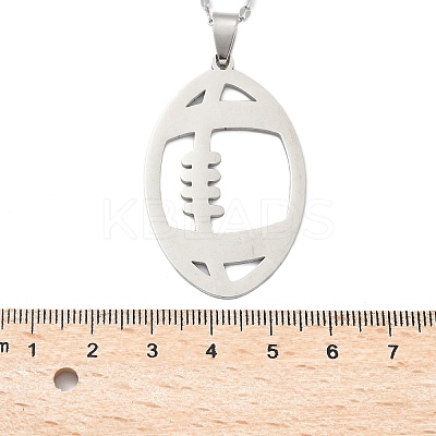 201 Stainless Steel Hollow Rugby Pendant Necklaces NJEW-D318-01P-1