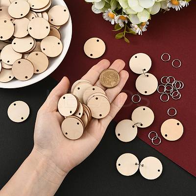100Pcs Undyed Unfinished Wood Links DIY-SP0005-50-1