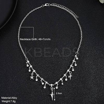 Alloy Micro Pave Cubic Zirconia Pendant Bib Necklaces for Women PW-WG44820-01-1