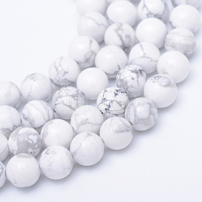 Round Natural Howlite Bead Strands X-G-R345-8mm-18-1