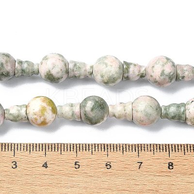 Natural Green Line Jasper 3-Hole Guru Bead Strands G-K149-41-1