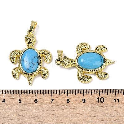 Synthetic Turquoise & Brass Pendants KK-F887-01G-06-1