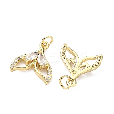 Brass Micro Pave Clear Cubic Zirconia Pendants KK-F930-08A-G-1