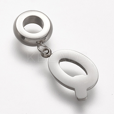 304 Stainless Steel European Dangle Charms STAS-F042-Q-1