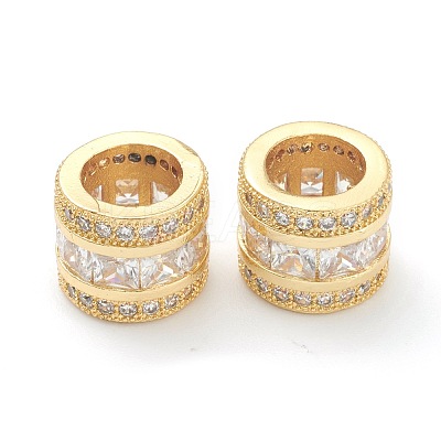 Brass Clear Cubic Zirconia European Style Beads ZIRC-B010-01G-1