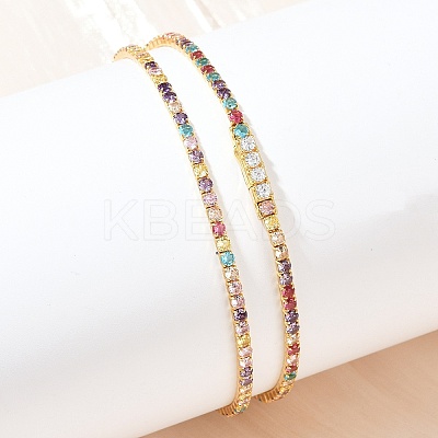 925 Sterling Silver Pave Colorful Cubic Zirconia Tennis Necklaces for Women NJEW-C096-01A-G01-1
