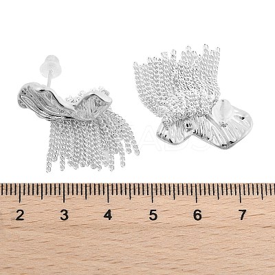 Butterfly Wing Brass Tassel Stud Earrings for Women EJEW-U055-16PS-1