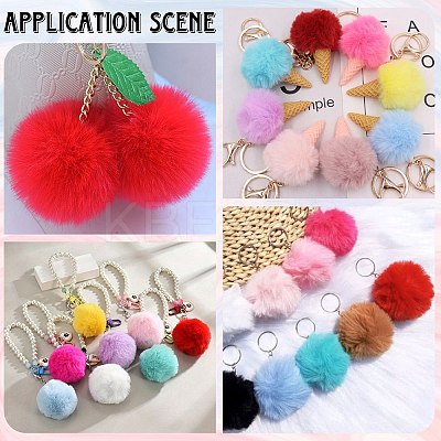 12Pcs Handmade Faux Rabbit Fur Pom Pom Ball Covered Pendants WOVE-SC0001-06D-1