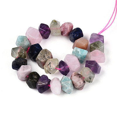 Natural Sodalite & Rhodonite & Prehnite & Amethyst & Rose Quartz & Flower Amazonite & Sunstone Beads Strands G-N358-01A-01-1
