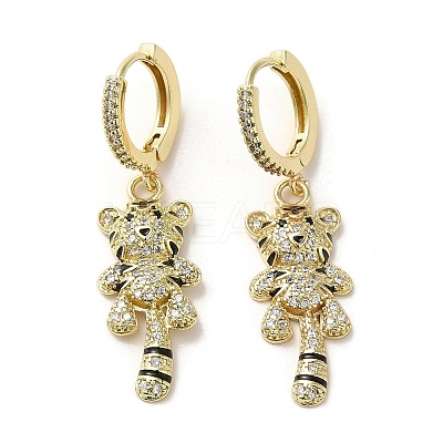 Raccoon Real 18K Gold Plated Brass Dangle Leverback Earrings EJEW-Q797-16G-1