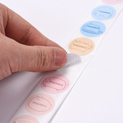 Flat Round Paper Thank You Stickers DIY-C042-12G-1