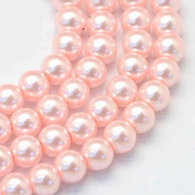 Baking Paint Pearlized Glass Pearl Round Bead Strands HY-Q330-8mm-70-1