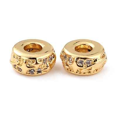 Brass Micro Pave Clear Cubic Zirconia Beads ZIRC-P091-02B-G-RS-1