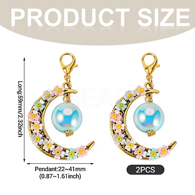 2Pcs Acrylic & Resin Imitation Pearl & Alloy Pendant Decorations HJEW-TAC0114-1