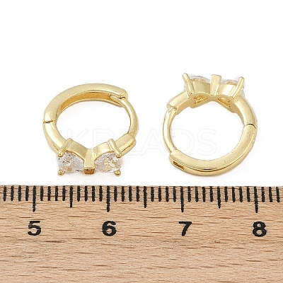 Bowknot Brass Micro Pave Clear Cubic Zirconia Hoop Earrings EJEW-L299-04G-1