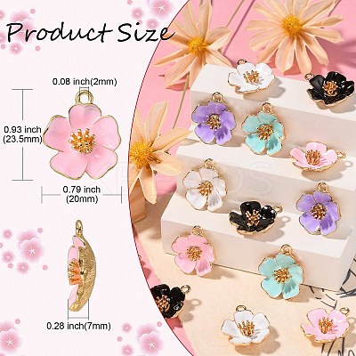 25Pcs 5 Colors Alloy Enamel Pendants ENAM-CJ0003-60-1