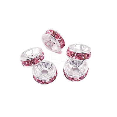 Rondelle Brass Rhinestone Spacer Beads FS-WG29681-59-1