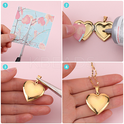 4Pcs 2 Colors 316 Surgical Stainless Steel Locket Pendants STAS-BBC0005-06-1