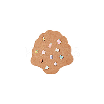 Shell Shape Wall Mounted Brooch Jewelry Display Cork Tray AJEW-WH0433-01B-1